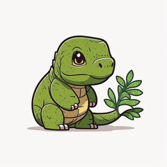 Komodo dragon, animals, illustration, vector art, simple, flat design, funny cartoon, Generative AI