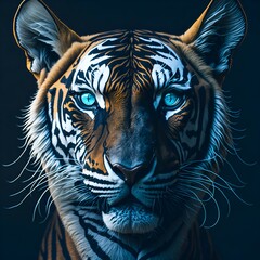 magical tiger symmetrical face - Generative AI