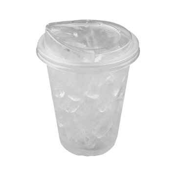 Ice in plastic glass