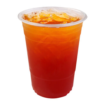 Iced lime tea in plastic glass
