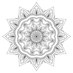 black floral mandala art for decoration