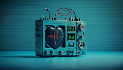 Heart monitor measuring vital signs, medical technology. Generative AI. - obrazy, fototapety, plakaty