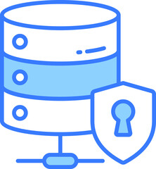 Data server with protection shield, icon of secure database