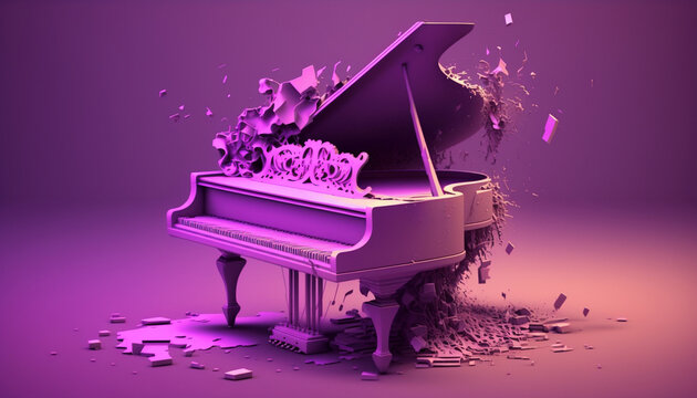 Beautiful fantasy piano isolated on bright background. Generative AI..
