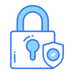 Padlock with protection shield, vector of security and protection