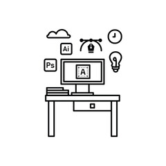 Flat outline style graphic design vector