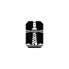 Lighthouse and flashlight. Logo combination design.