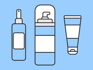 Simple flat vector illustration of cosmetics set. Cosmetical tools.