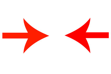 Red and blue arrow icon, Red and blue color arrow indicator.
