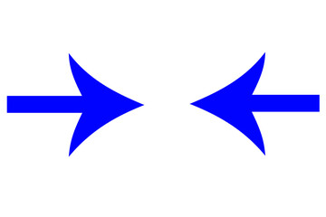 Red and blue arrow icon, Red and blue color arrow indicator.
