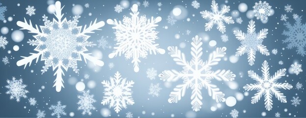 Fototapeta premium Send Heartfelt Wishes with Our Blue Christmas Card Featuring Elegant White Snowflakes, Generative AI.