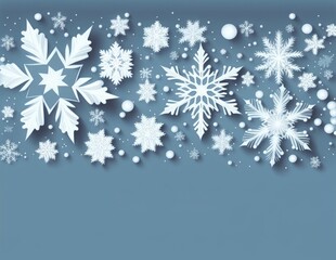 Send Heartfelt Wishes with Our Blue Christmas Card Featuring Elegant White Snowflakes, Generative AI.