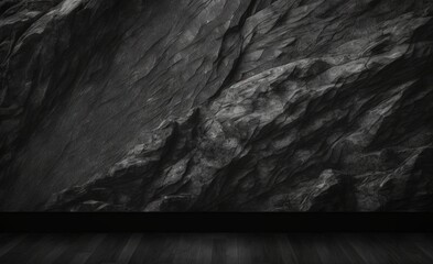 A Dark Canvas of Ideas: Exploring the Depths of a Panorama Black Slate Background., Generative AI.