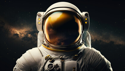 Portrait of astronaut floating in space. Generative AI. - obrazy, fototapety, plakaty