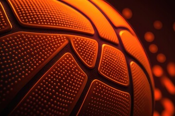 Fototapeta premium Closeup detail of basketball ball texture background. Team sport concept. AI Generation
