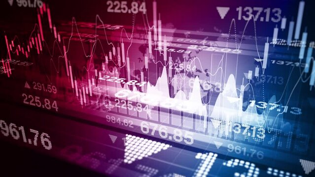 Digital Data Financial Investment and Trading Trends, Financial Diagram with Graph Stock Numbers, Business Stock Market, Recession Global Market, Crisis, Inflation, Deflation, Investment Background