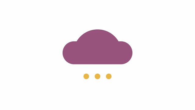 Animated cloud with drops indicator. Raining droplets. 4K video footage with alpha channel transparency. Website preloader. Download, upload progress. Simple loading icon animation for web UI design
