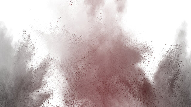 abstract powder explosion isolated on white background. splatter background. close up of multicolor dust particle splash isolated on white background
