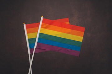 Rainbow flags or LGBT flags on a vintage background