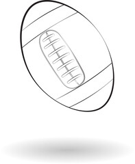 American footbal, rugby ball icon with shadow over white background vector illustration. Sportclub logo concept