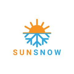 Hot and cold symbol. Sun and snowflake all season concept logo. Vector
