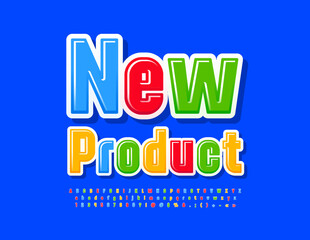 Fototapeta premium Vector promo banner New Product. Modern Colorful Font. Bright Artistic Alphabet Letters and Numbers