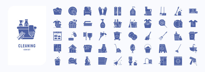 Fototapeta na wymiar Collection of icons related to Cleaning and hygiene icon set 