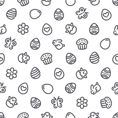 Easter Seamless Pattern with Icons