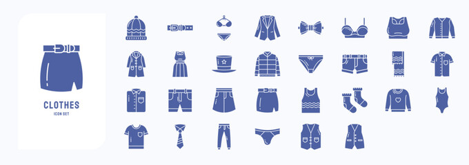 Collection of icons related to Clothes and dress 
