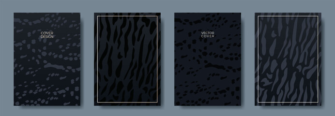  Cover design set with animal skin print.