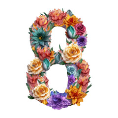 Obraz na płótnie Canvas Floral Birthday Number Letter Cliparts