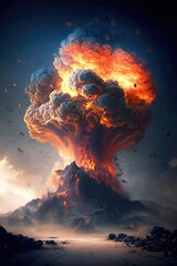 Volcano erupting strong impact nuclear explosion apocalypse the end of the world