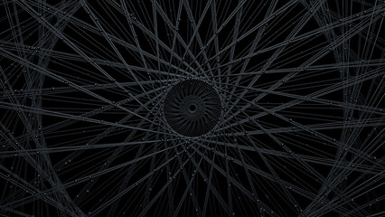 Abstract fractal black retro ethnic circle. 3d rendering
