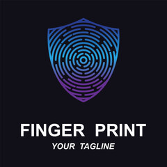 fingerprint identification logo with slogan template