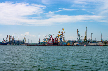 view of the sea port in the Sea of Azov, Berdyansk Ukraine