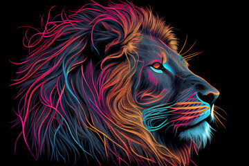 abstract neon lion head