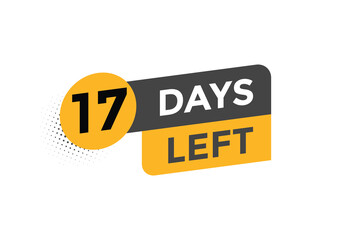 17 days Left countdown template. 17 day Countdown left banner label button eps 10
