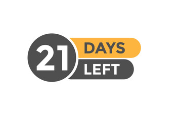 21 days Left countdown template. 21 day Countdown left banner label button eps 10