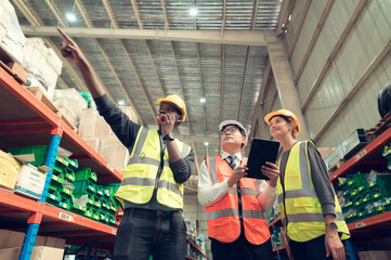 Before exporting to other nations, The product owner meets with the foreman and warehouse personnel...