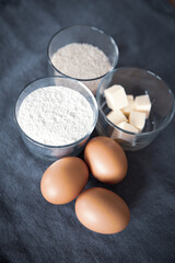 flour and eggs, cooking at home, easter cupcake, homemade cake ingredients