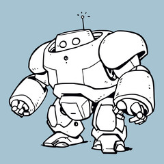 AI. Artificial Intelligence robot, hand-drawn sketch-style vector
