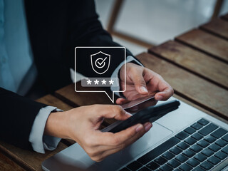 Secure payment concept. Safety shield icon with password showing after received verification code...