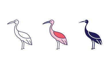 Crane bird vector icon