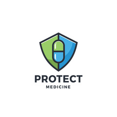 Vector illustration of Security Capsule Medicine Healthy Logo Gradient