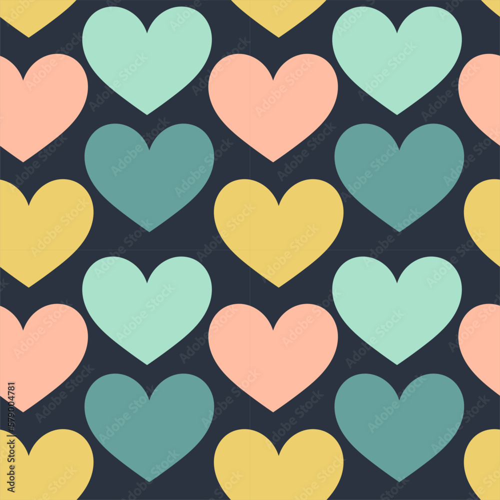 Canvas Prints retro hearts colorful seamless pattern.