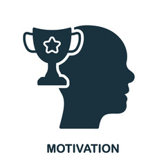 Motivation in Sport Silhouette Icon. Human Head and Trophy Cup Success Achievement Concept Glyph Pictogram. Incentive to Development Solid Sign. Motivating Symbol. Isolated Vector Illustration