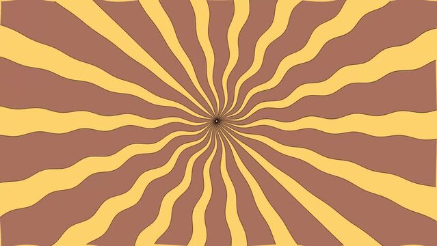 Retro style background 70s Style, spiral of brown and yellow animation, groovy