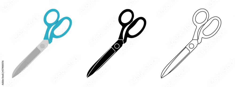 Wall mural scissors icons set. isolated cutting scissors. pictogram of scissor. symbol of cutting. vector illus
