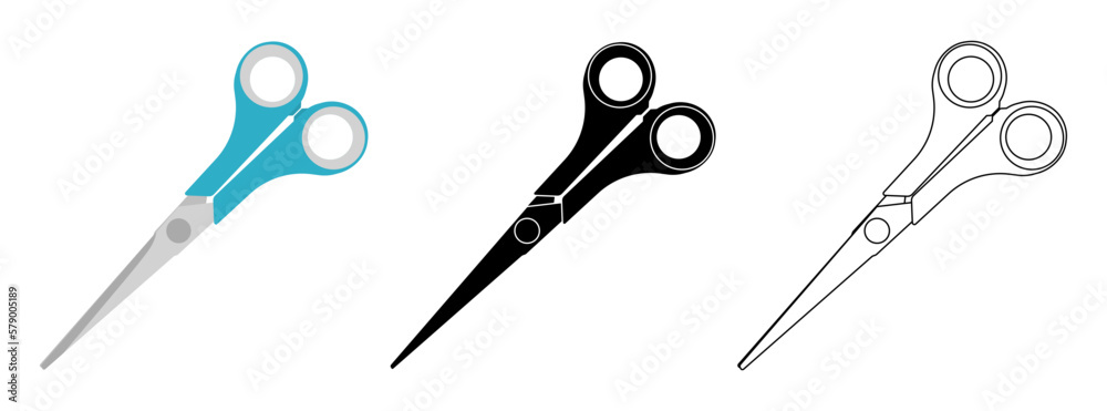 Wall mural scissors icons set. isolated cutting scissors. pictogram of scissor. symbol of cutting. vector illus