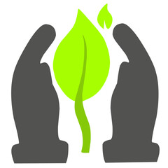 Hand Icon With Leaves